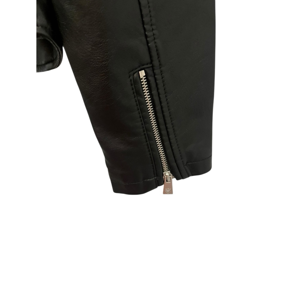 IN X OUT Vegan Leather Embroidered Black Jacket Women's Size Large Full Zip - Picture 9 of 10
